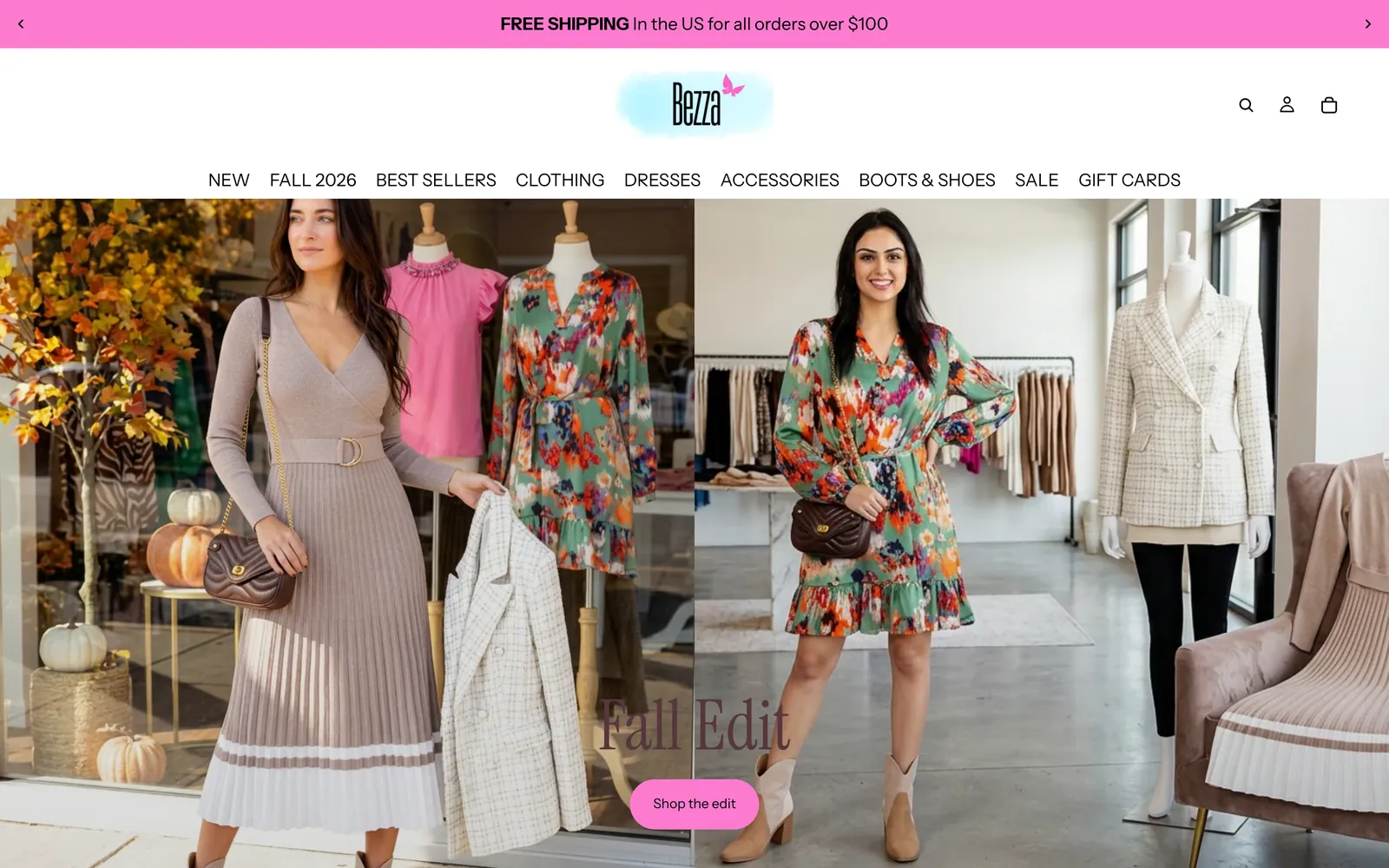 The Bezza home page before Store Designer