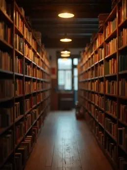 Bookstore — one of the stock scenes a reel can be shot in, standing empty with no product in it