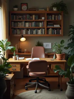 Home office — one of the stock scenes a reel can be shot in, standing empty with no product in it
