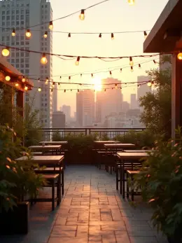 Rooftop terrace — one of the stock scenes a reel can be shot in, standing empty with no product in it