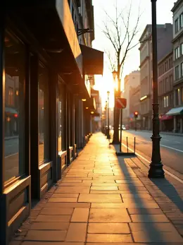 City street — one of the stock scenes a reel can be shot in, standing empty with no product in it